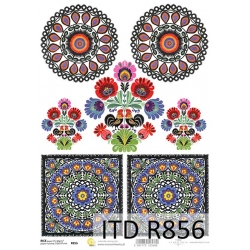 Papier ryżowy A4 R0856 folk, ludowe wzory , koguty